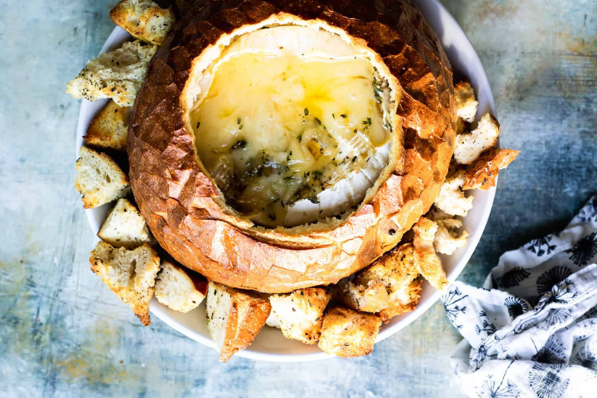 Baked Brie in a Sourdough Bread Bowl Foodness Gracious